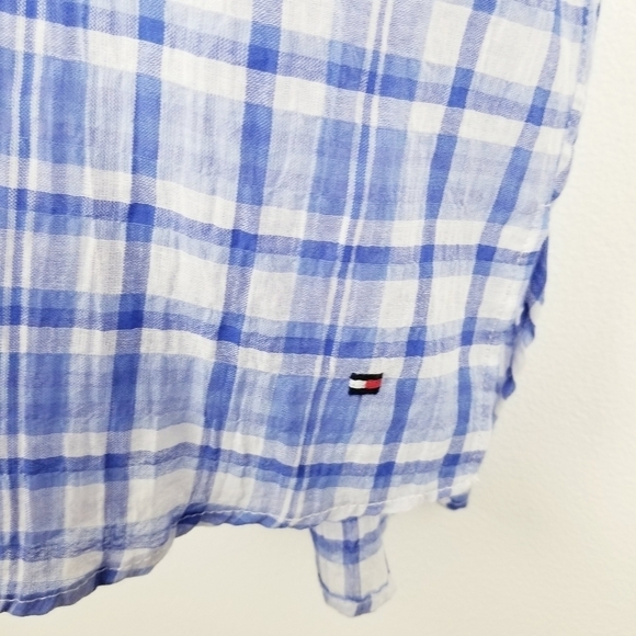 Tommy Hilfiger Blue Plaid Lightweight Top NWT - Picture 7 of 10